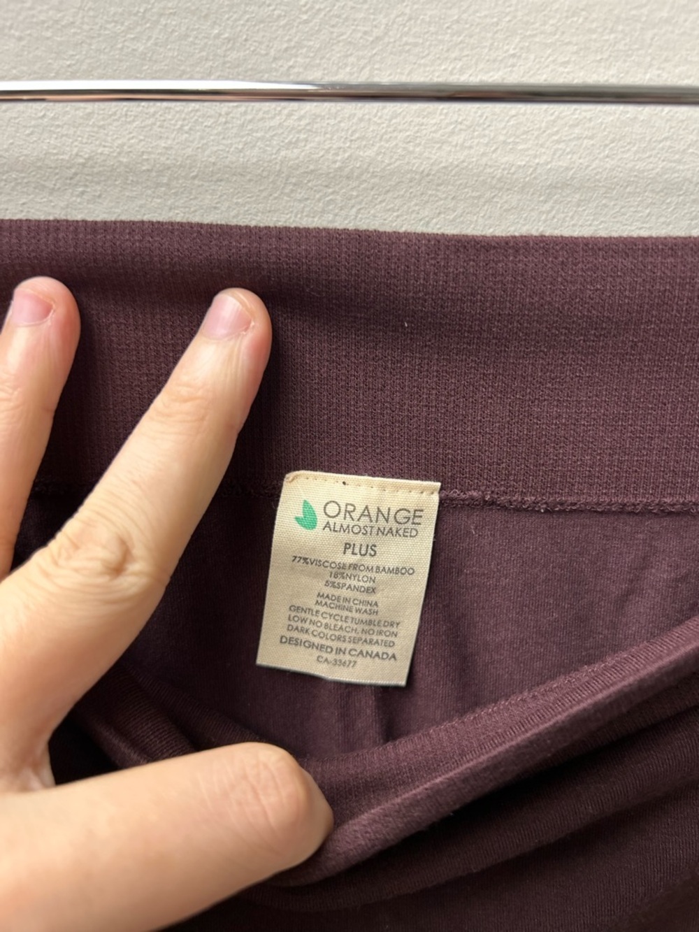 Orange Almost Naked Bamboo Natural Fibre Maroon Leggings - Picture 3 of 4